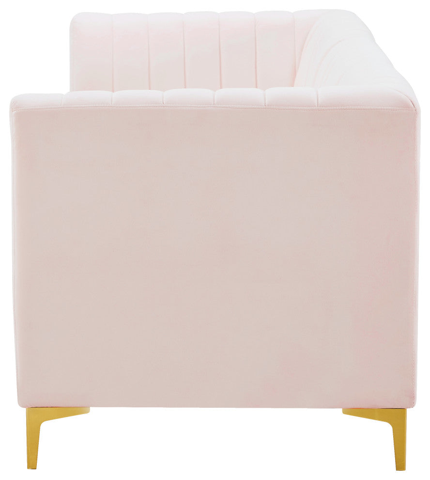 Alina Velvet Upholstered 3-Piece Modular Sectional, Pink
