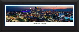 Minneapolis, MN, Twilight Skyline, Deluxe Frame