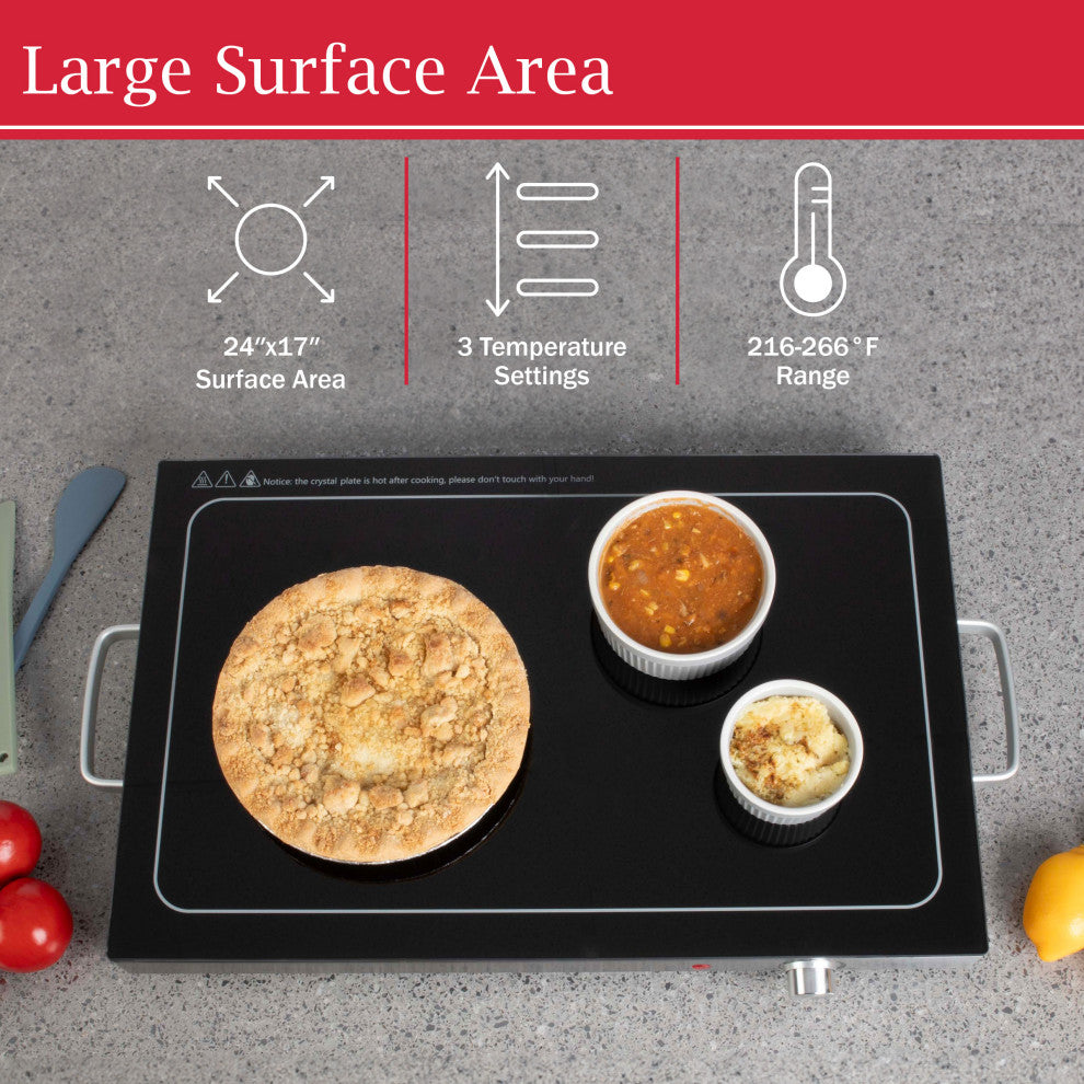 Electric Warming Tray Large Food Warmer With 3 Temperature Settings