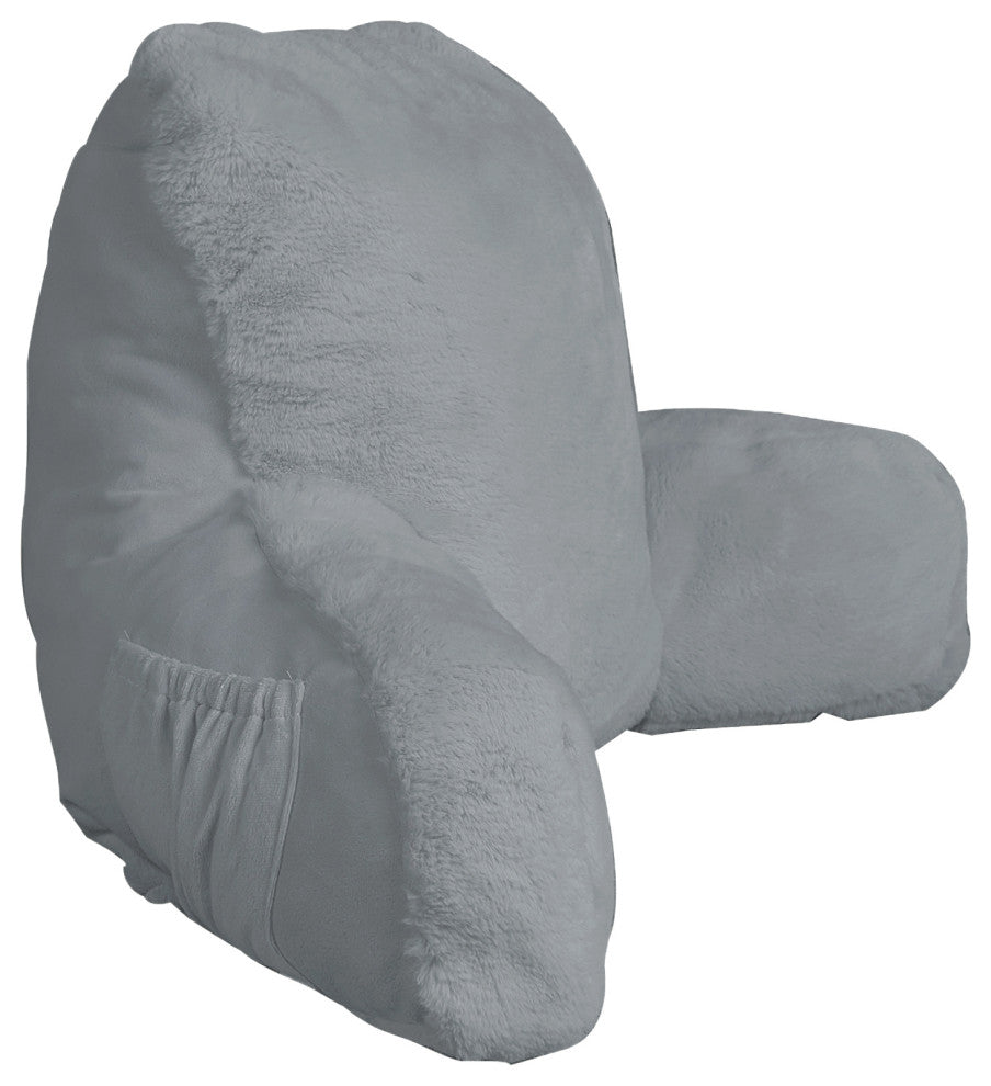 Fox Faux Fur Bedrest, Needs Assembly, Cloudburst, 20"x18"x17"