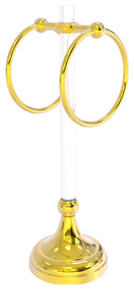 Pacific Grove 2 Ring Vanity Towel Ring with Twisted Accents, Polished Brass