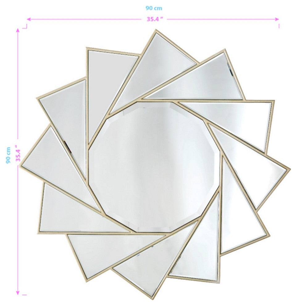 Gold Trimmed Pinwheel Wall Mirror