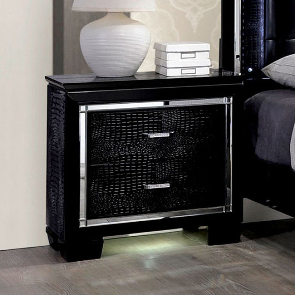 Benzara BM123297 Bellanova Contemporary Night Stand In Black