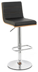 Black Faux Leather Walnut and Chrome Adjustable Swivel Bar Stool