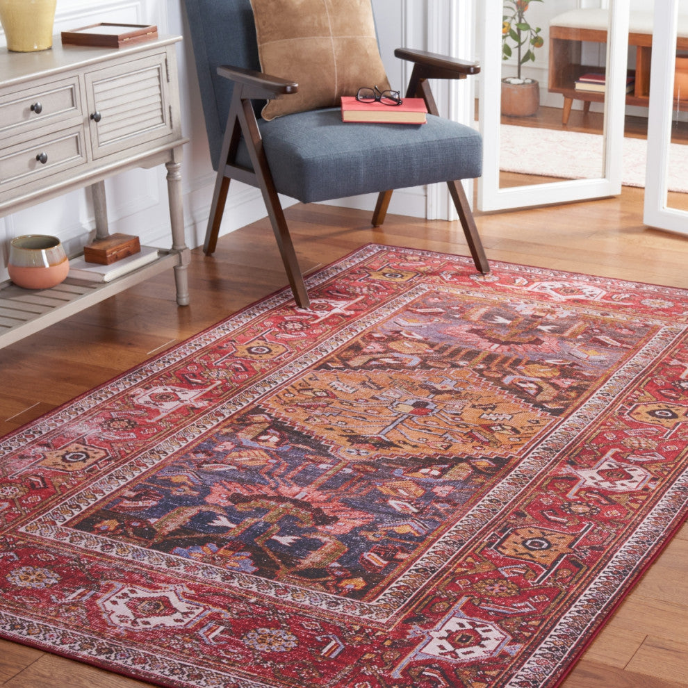 Safavieh Tucson TSN127 Rug Machine-Washable, Navy/Rust, 4'x6'