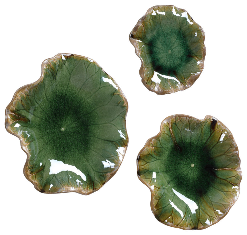 Uttermost Abella Green Ceramic Wall Decor, S/3
