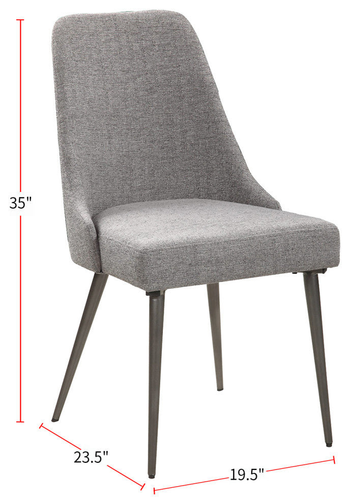 Set of 2 Dining Chair, Gray and Gunmetal