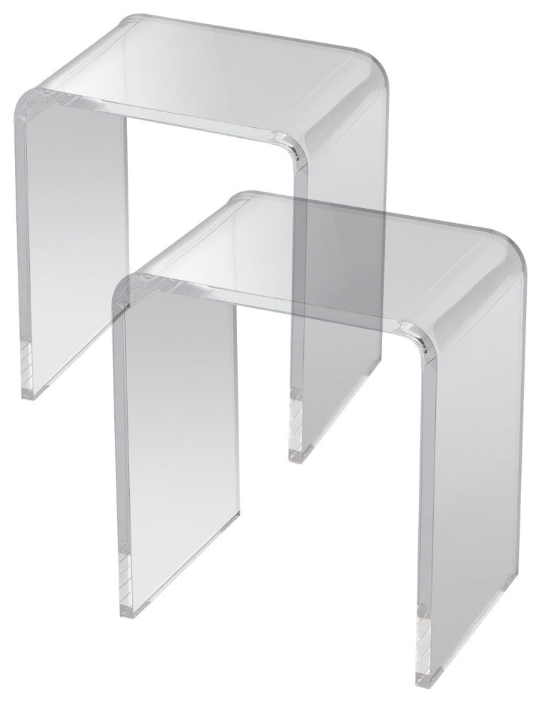 VEVOR Acrylic End Table 2-Piece C-Shaped Lucite Clear Side Tables for Living Room
