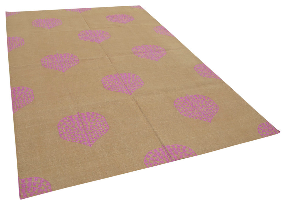 Rug N Carpet - Handmade Wool 5' 10'' x 8' 10'' Modern Design Dhurrie Kilim Rug