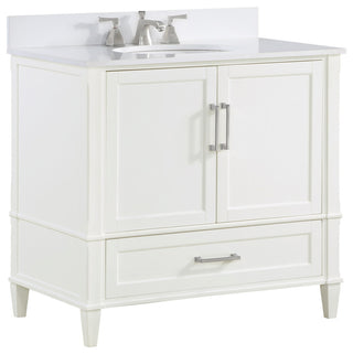 Montauk Bathroom Vanity, Pure White With White Quartz, 36"