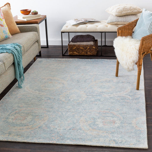 Surya Oregon ORG-2301 5'x7'6" Rug, Sky Blue/Navy/Peach/Bright Yellow/White