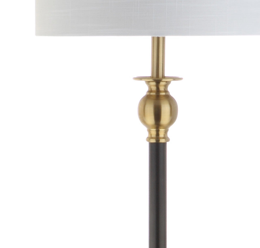 Evans 61" Metal End Table Floor Lamp, Black and Brass