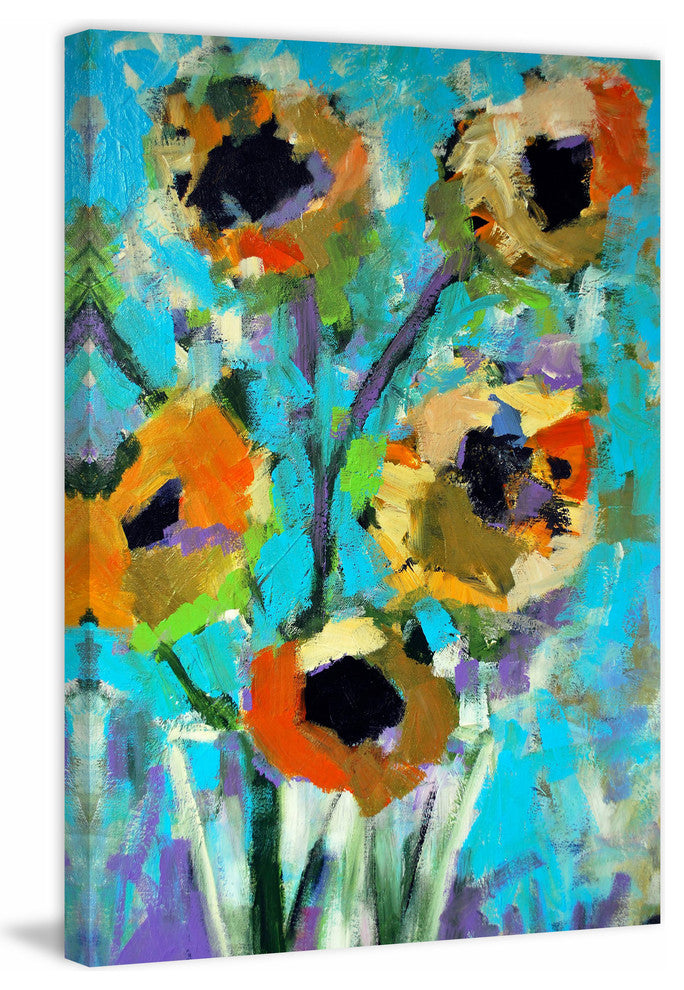 "Modern Sunflowers" Painting Print on Wrapped Canvas, 40"x60"