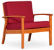 DTY Outdoor Living Longs Peak Eucalyptus Chair W/ Cushions, Natural Oil, Burgund