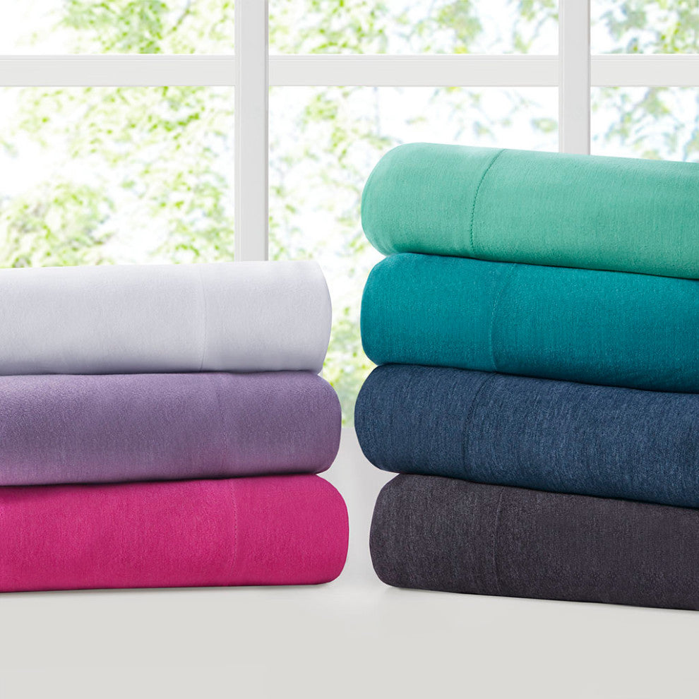 Intelligent Design Cotton Blend Jersey Knit All Season Sheet Set, Purple