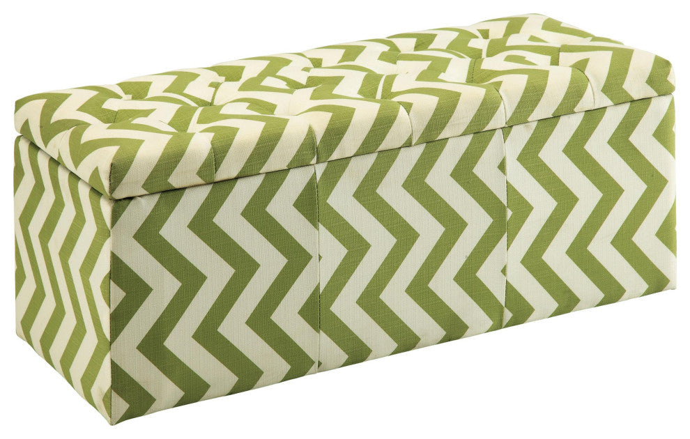 Furniture of America Laina Contemporary Fabric Storage Bench in Green