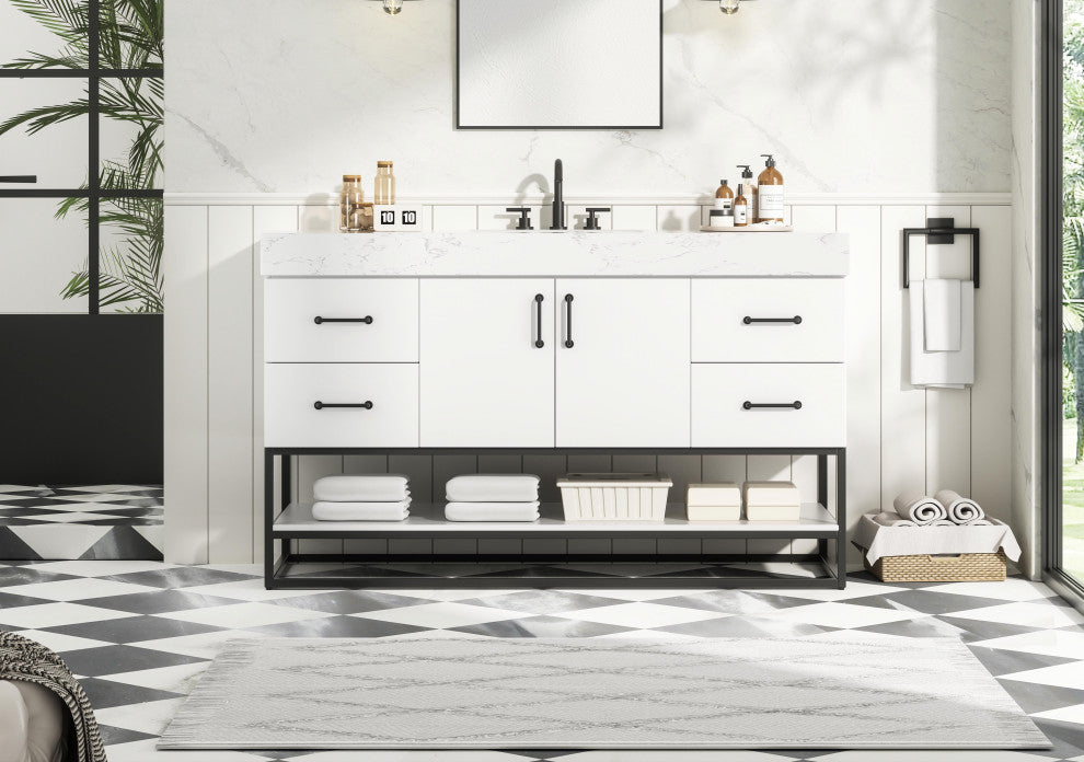 Home Living 54" Single Bathroom Vanity, White