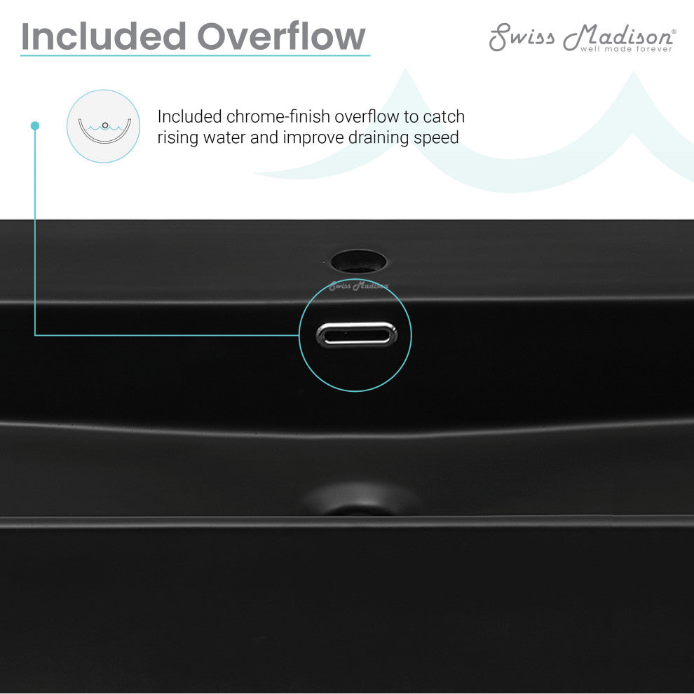 Claire 24" Ceramic Console Sink Matte Black Basin Black Legs