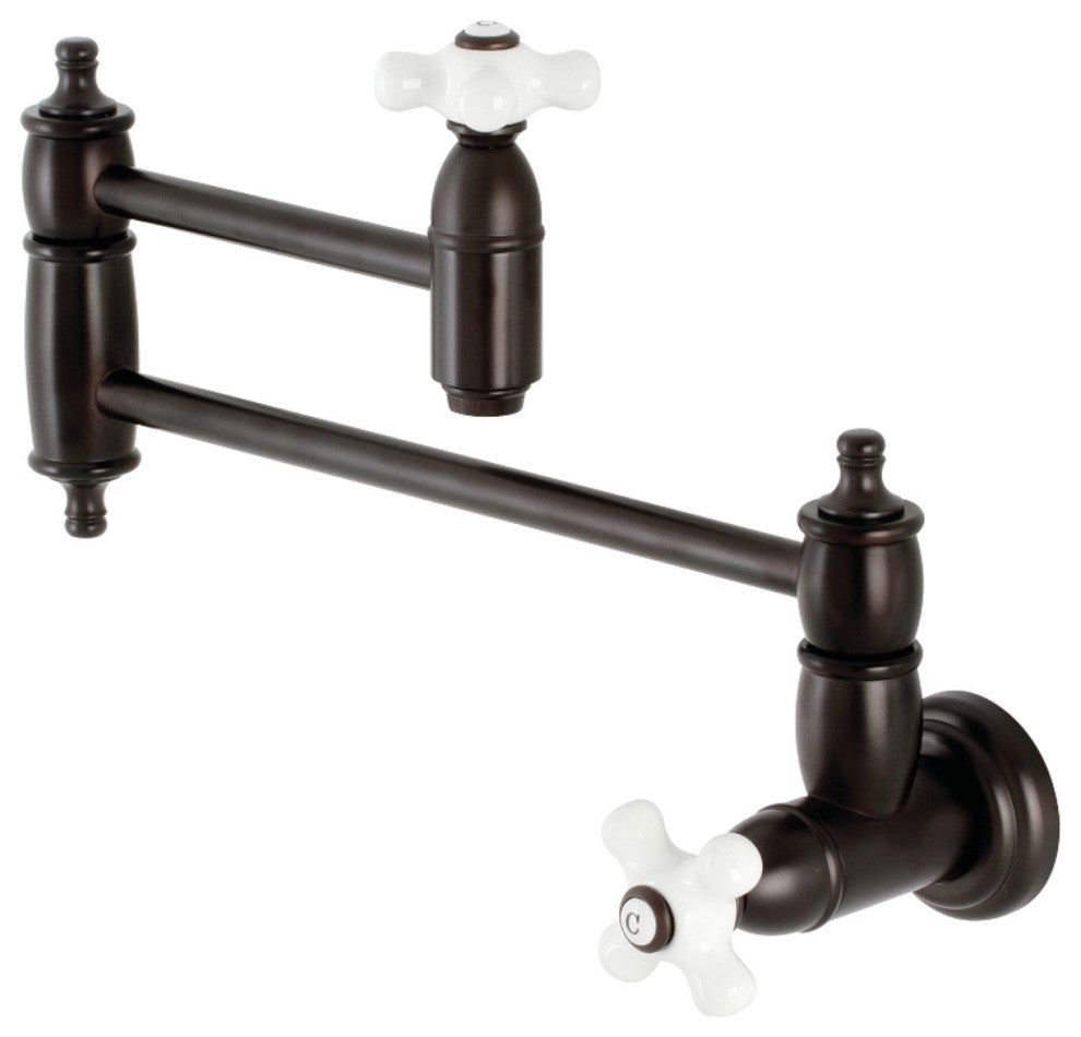 KS3105PX Restoration Two-Handle Wall Mount Pot Filler, Oil Rubbed Bronze