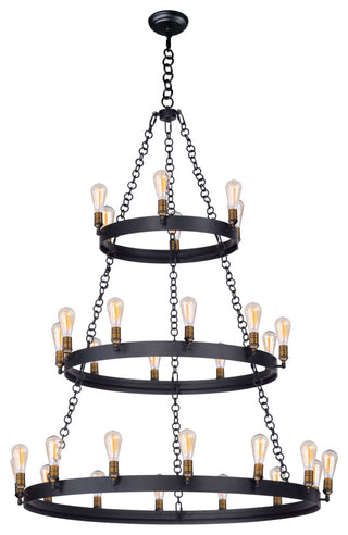 Maxim 26278 Noble 50"W 30 Light Chandelier - Black / Natural Aged Brass
