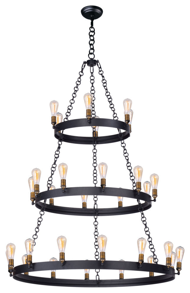 Maxim 26278 Noble 50"W 30 Light Chandelier - Black / Natural Aged Brass