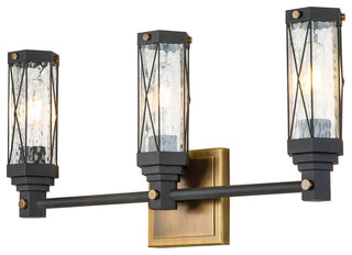 Abbey 3 Light Bath Bath Vanity Light, Weathered Zinc and Antiqued Brass