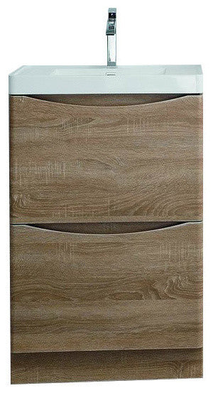 Eviva Smile 24" White Oak Modern Bathroom Vanity Integrated White Acrylic Sink