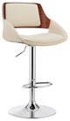 Colby Adjustable Cream Faux Leather and Chrome Finish Bar Stool