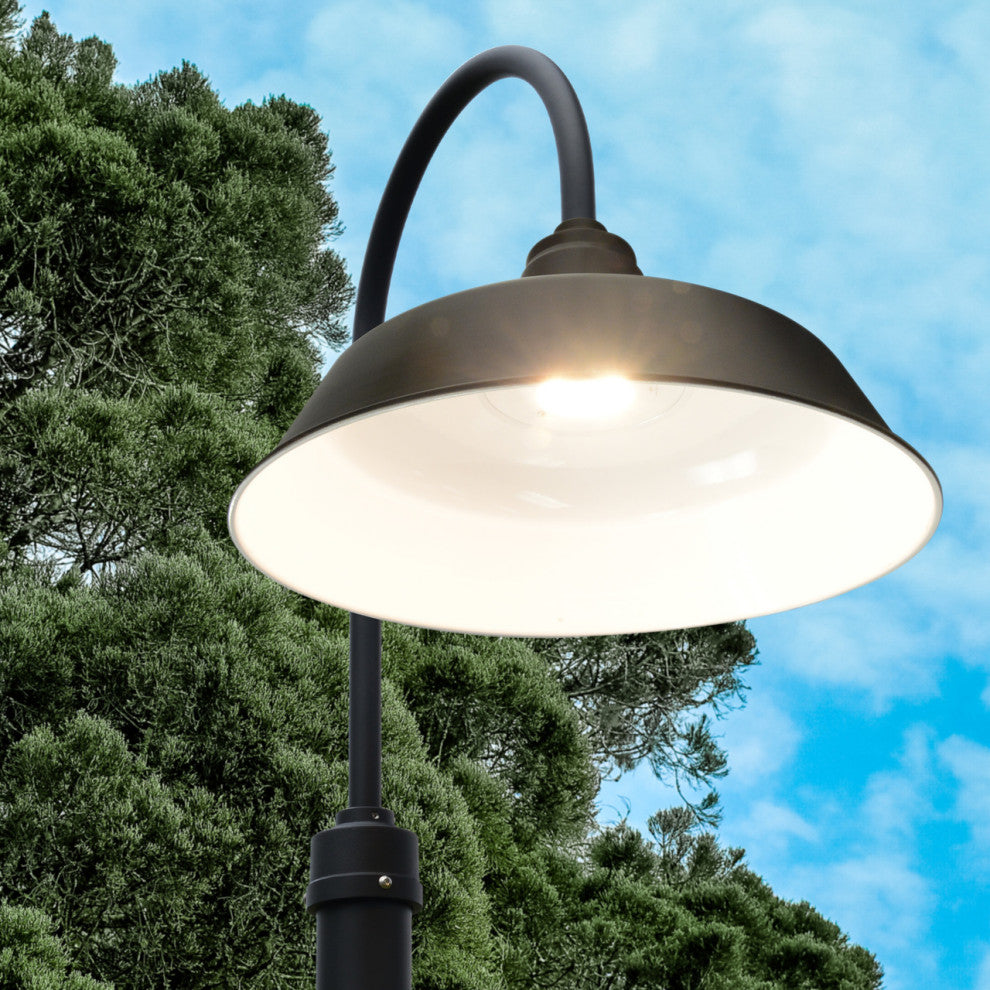 Cocoweb 14" Farmhouse LED Post Light in Galvanized Silver With 8' Tall Post