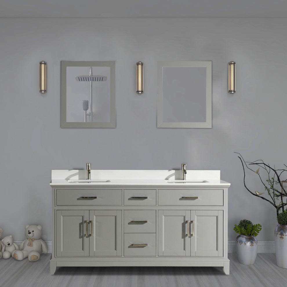 Bathroom Vanity Set With Engineered Marble Top, 72"