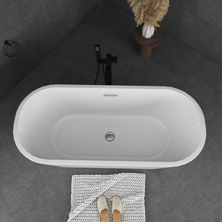 Acrylic Freestanding Soaking Bathtub in White, 67"29