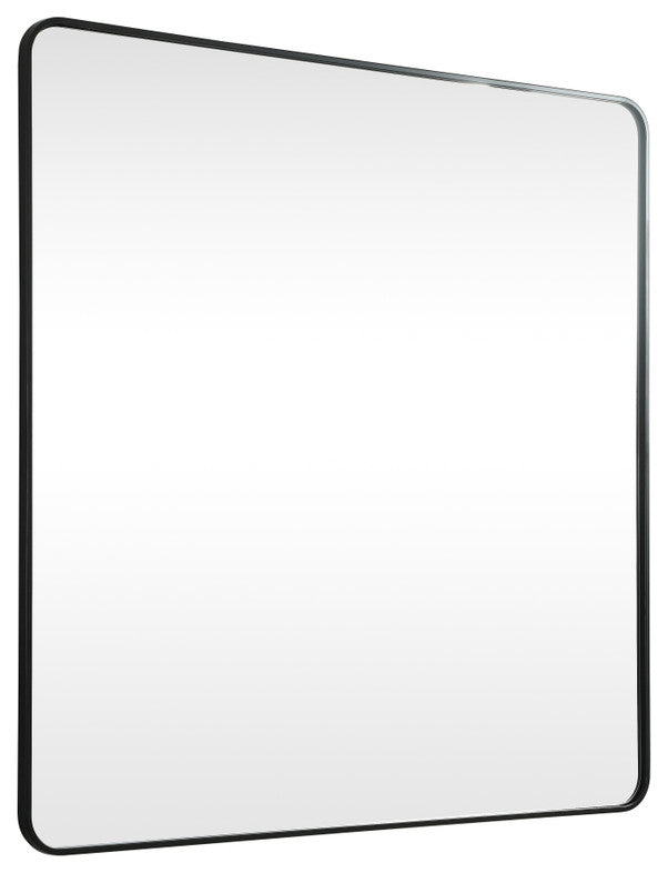 Ellis Soft Corner Metal Square Mirror 48x48 Inch, Black