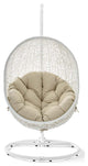 Swing Lounge Chair, Sunbrella, White Beige, Modern, Outdoor Patio Balcony Garden