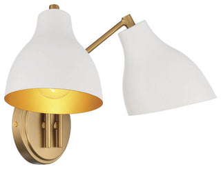 2-Light Wall Sconce, Matte Black With Natural Brass, White With Natural Brass