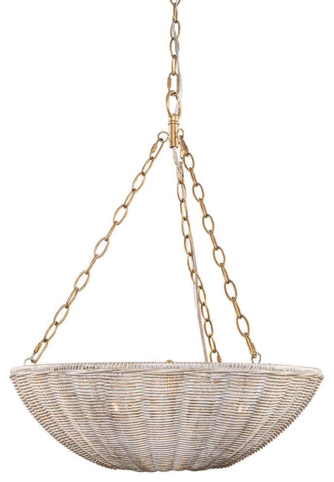 19.69-inch Beige Farmhouse Rattan 3-Light Chandeliers