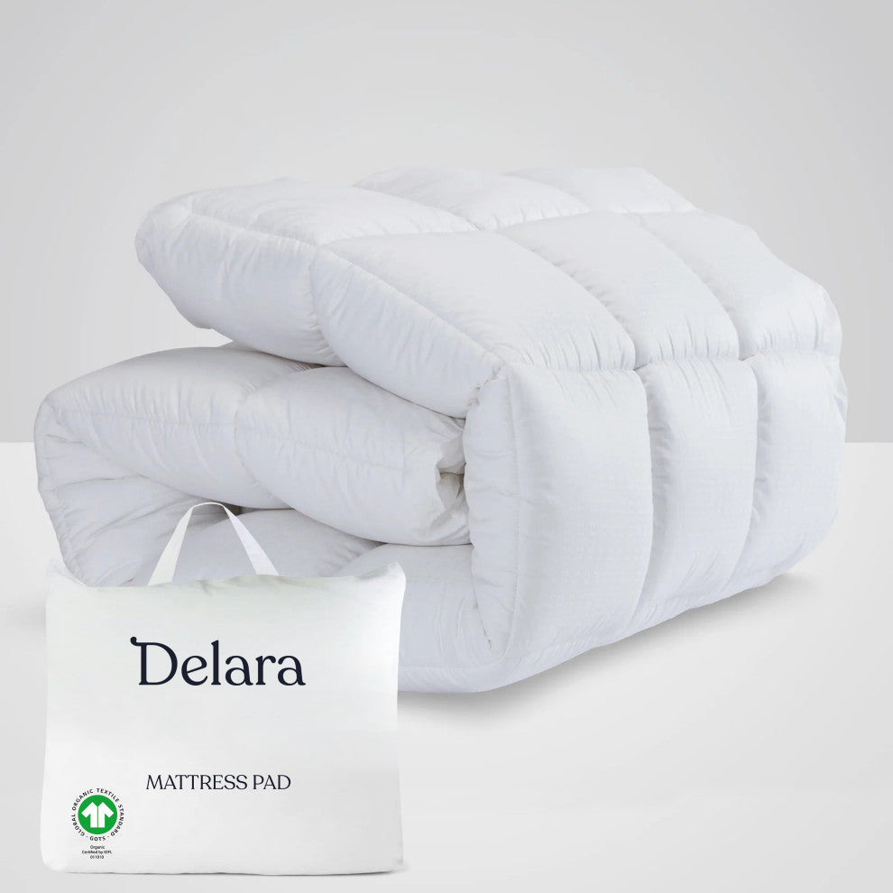 Down Alternative Organic Cotton Shell Mattress Pad, Queen(60"x80")