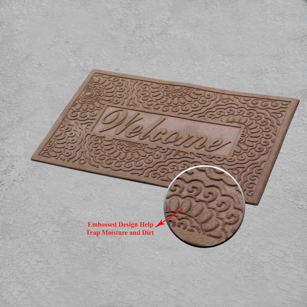 Welcome Eco Poly Beige Entrance Mats With Anti Slip Fabric Finish, 24"x36"