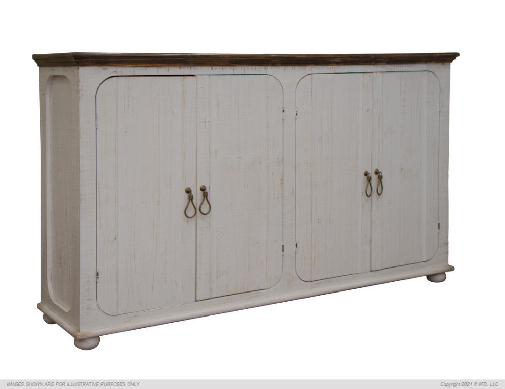 Alba Solid Pine Wood Rustic Farmhouse Console Table, White