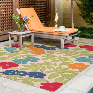 Ostro Modern Floral Area Rug, Multi-Color, 5'3" X 7'3"