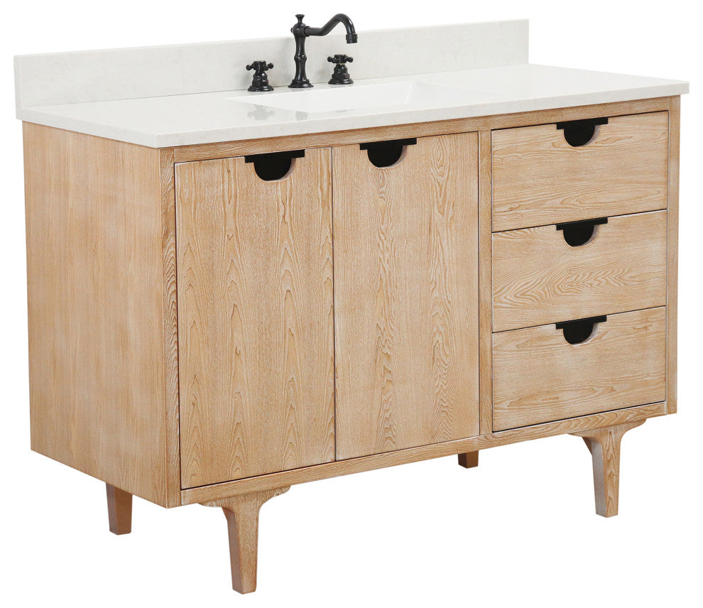 49" Single Sink Vanity, Weathered Neutral With Engineered Stone Top