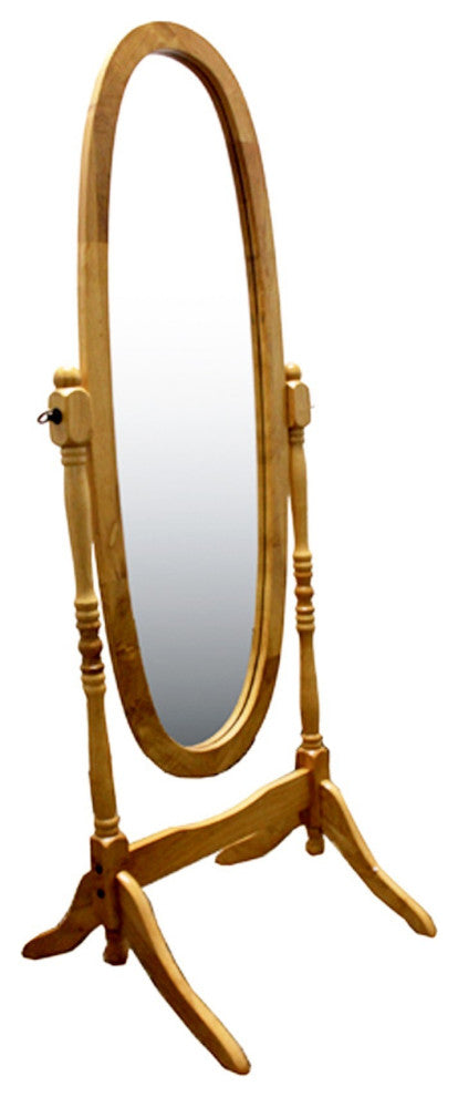 Classic Natural Finish Cheval Standing Oval Mirror