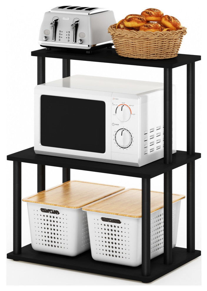 Furinno Turn-N-Tube 3-Tier Toolless Kitchen Storage Shelf, Americano/Black