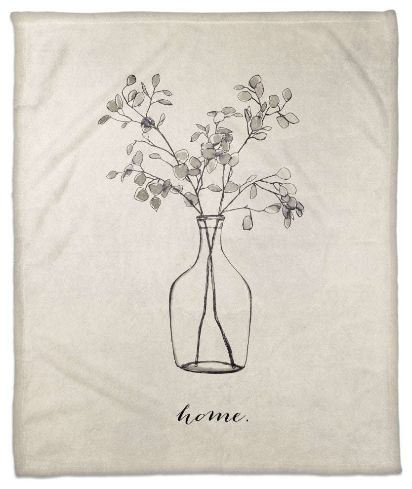 Flower Line Drawing 50x60 Coral Fleece Blanket