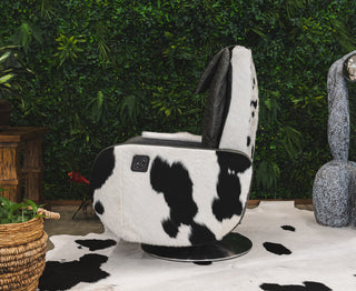 Leather Executive Recliner Armchair, Black and White