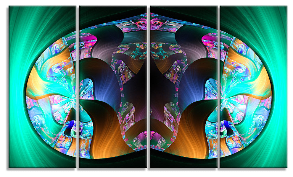 Blue Capsule in Plasma, Abstract Canvas Art Print, 48"x28", 4 Panels
