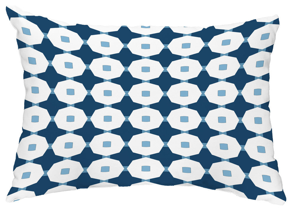 Button Up 14"x20" Abstract Decorative Outdoor Pillow, Blue