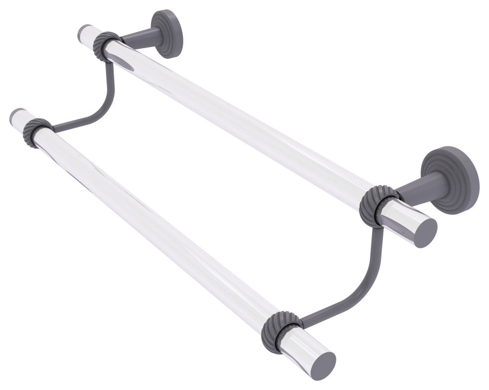 Pacific Beach 18" Double Towel Bar with Twisted Accents, Matte Gray
