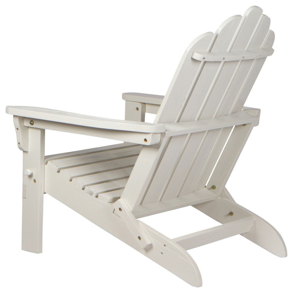 Shine Company 4659EW Marina II Adirondack Folding Chair Hydro-Tex Finish White