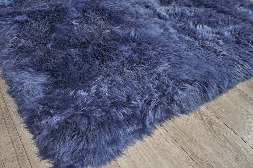 Sheepskin Shag Wool Indigo Area Rug