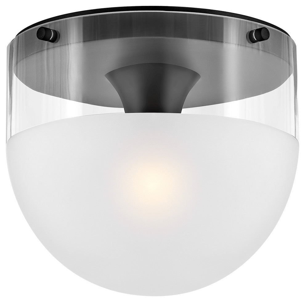 Hinkley 9" Beck Flush Mount Ceiling Light - Lacquered Brass + Etch-Dipped Glass